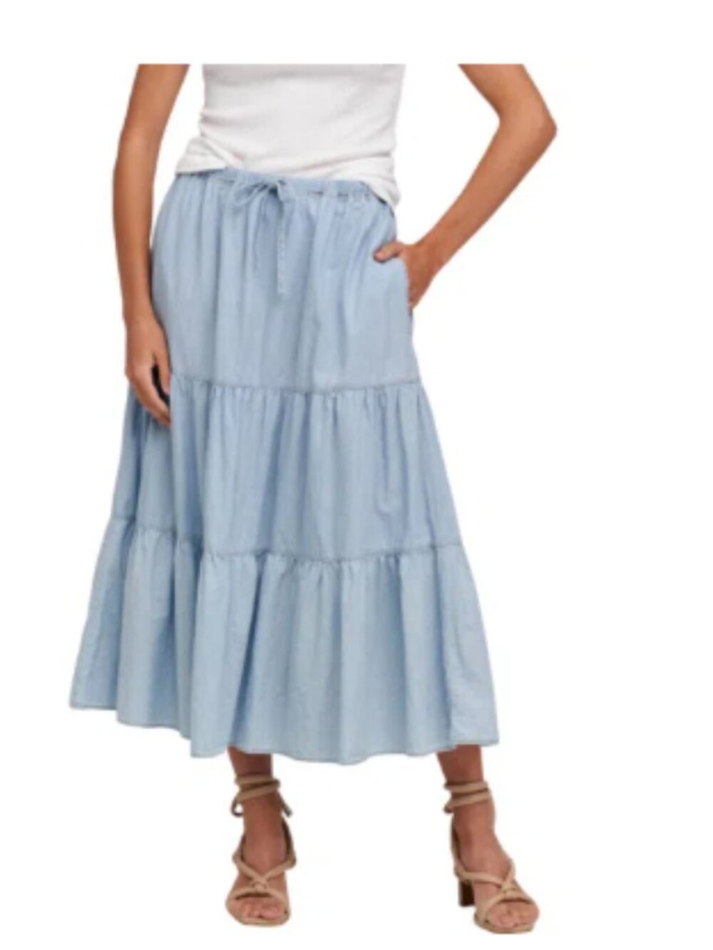 VELVET BY GRAHAM & SPENCER Simone Skirt Midi/Maxi Tiered Flowy BOHO Western Sz S